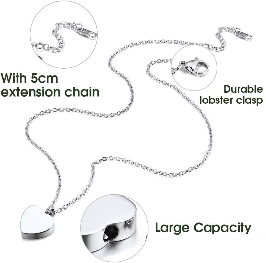 Detalle de PROSTEEL collana con ciondolo portaceneri a forma di cuore in acciaio inossidabile 316L