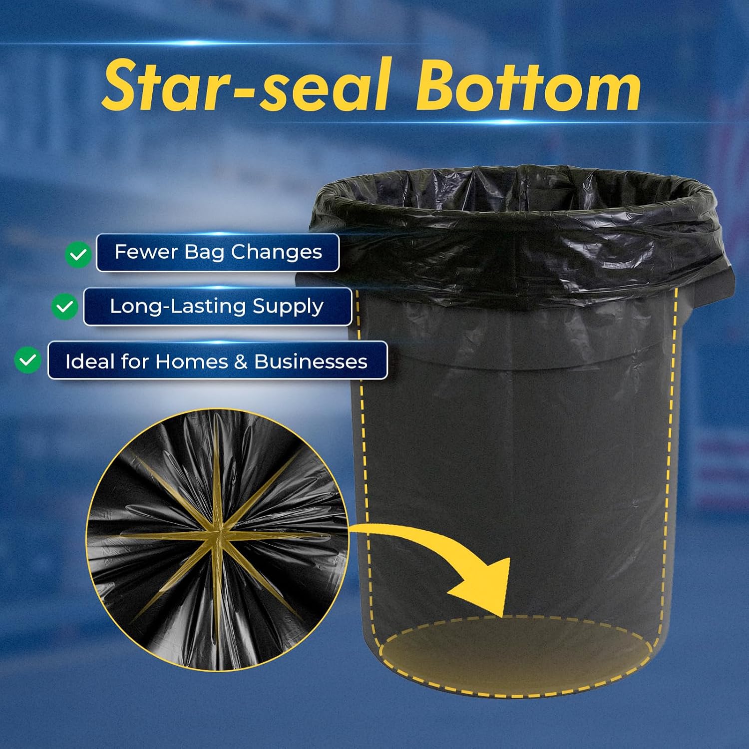 Detalle 2 de Delxo 30–33 Gallon Trash Bags, 100 Count, 1.2 Mil, 32” x 38”