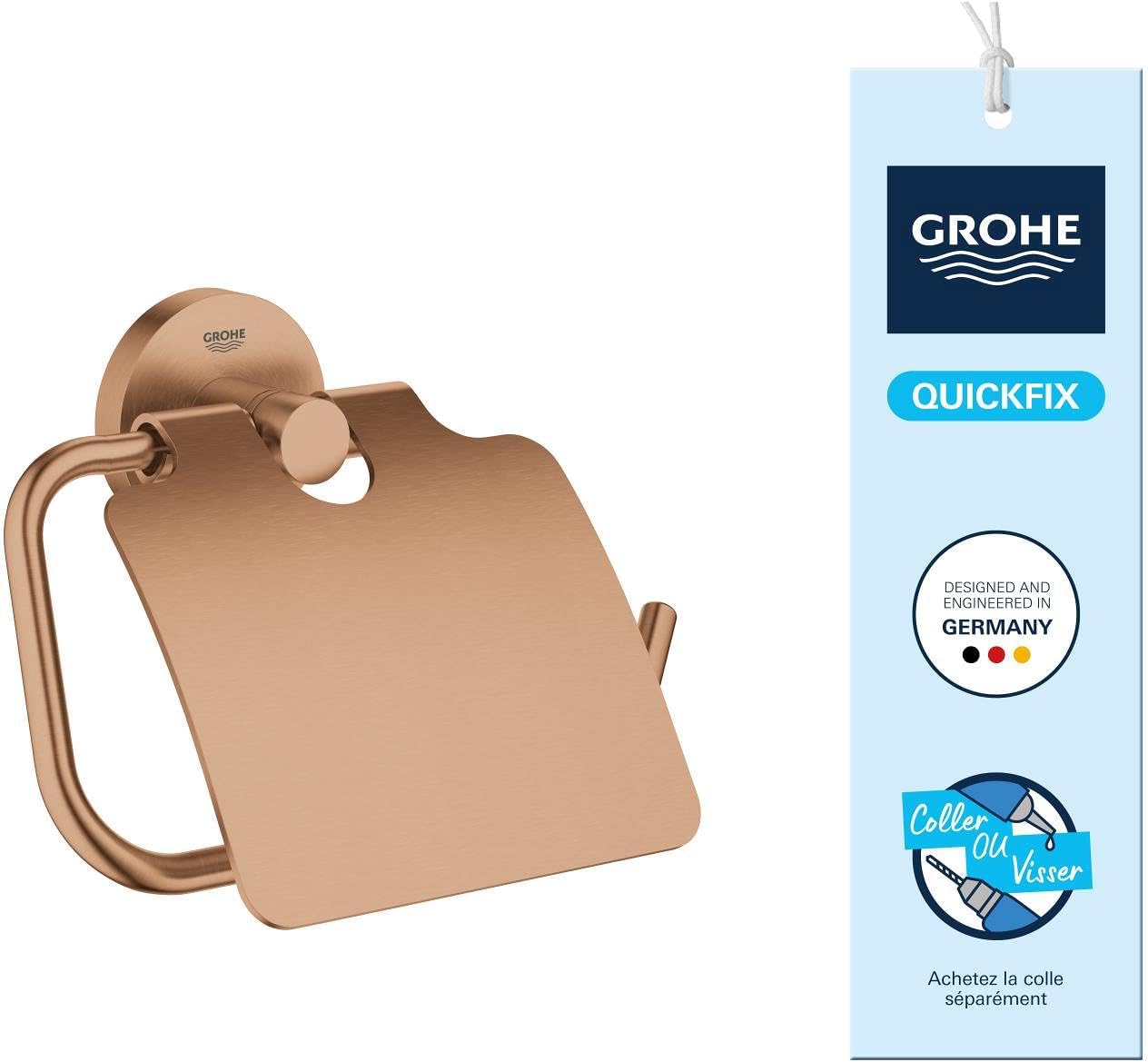 Thumbnail 6 de GROHE Start Dérouleur de Papier Toilette Mural avec Couvercle – Chrome, Fixations Cachées
