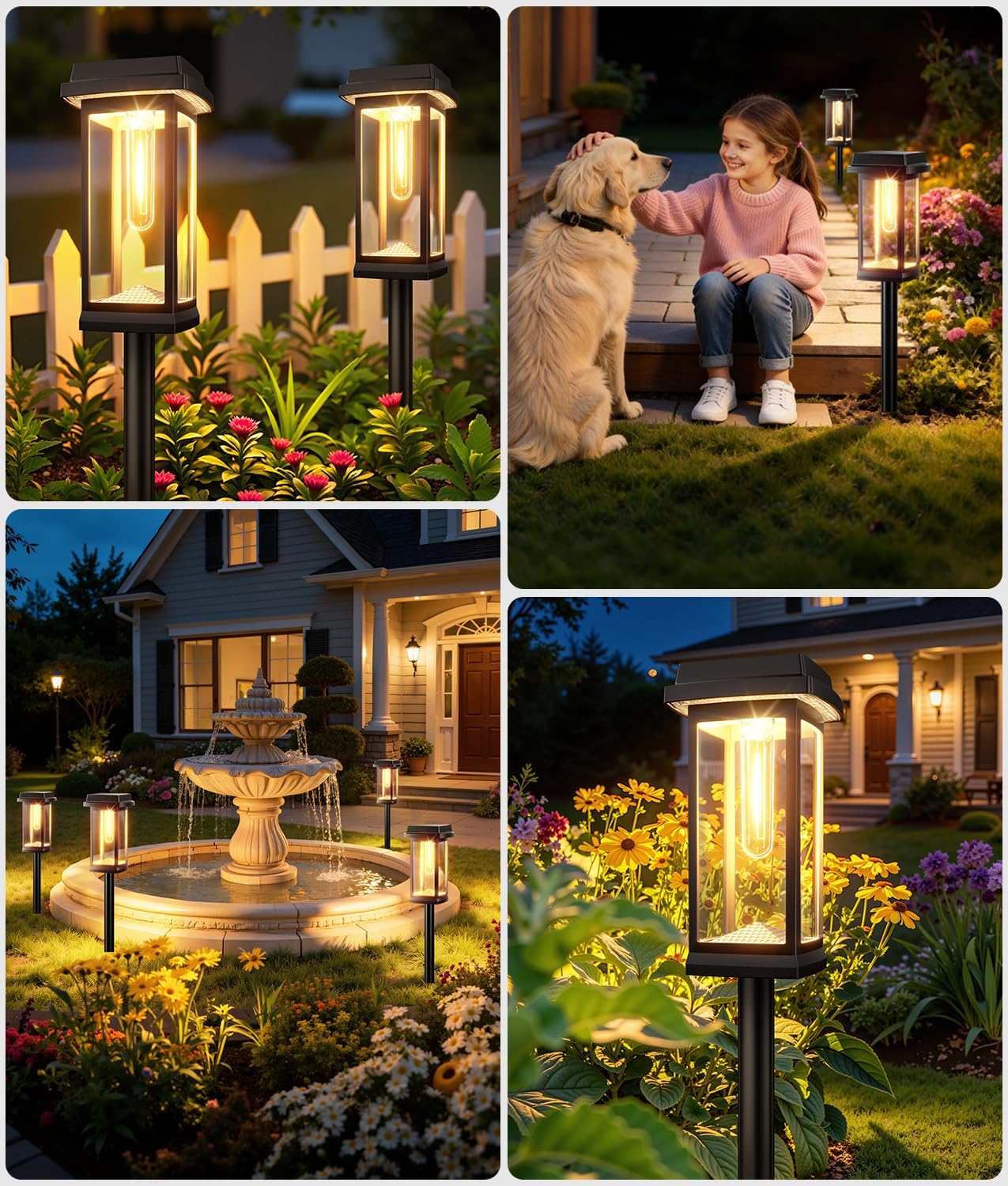 Detalle de TuyLuxe 4-Pack Solar Lights for Outdoors: Bright 2-Mode Garden Illumination with Metal Stakes