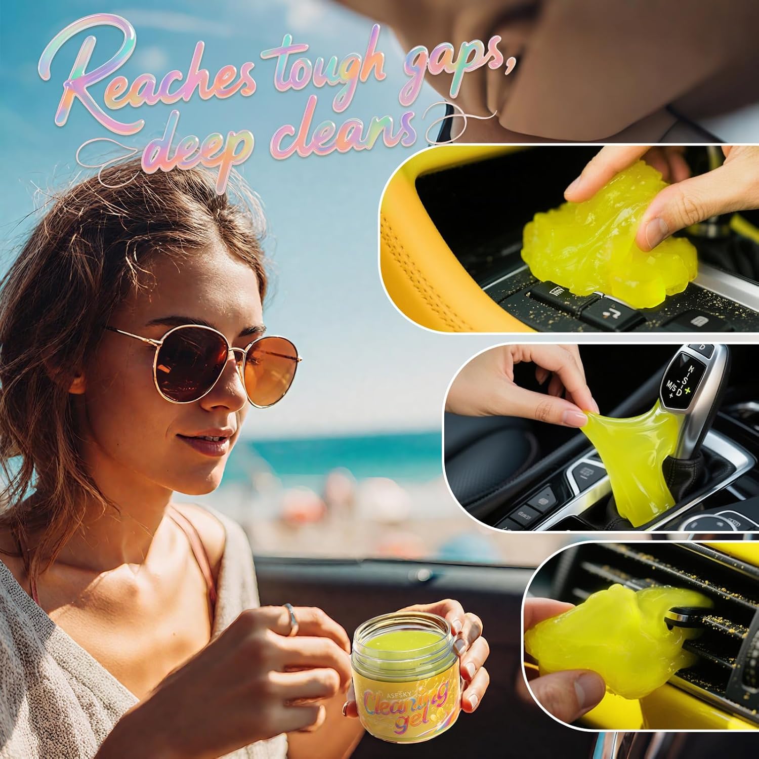 Detalle 2 de ASFSKY Gel Nettoyant polyvalent pour voiture et clavier – kit Jaune