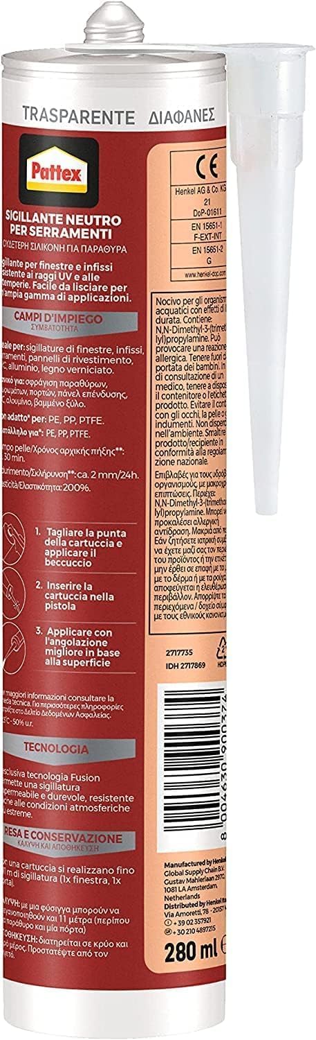 Detalle 2 de PATTEX Silicone Sigillante per Finestre e Infissi 280 ml