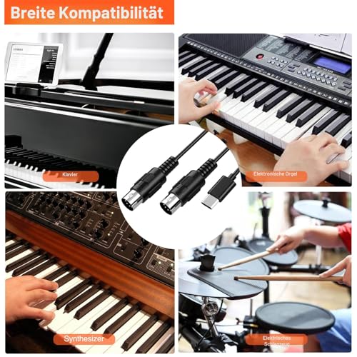 Thumbnail 6 de LEKATO Type-C MIDI Kabel: 1 In 1 Out MIDI-Interface mit USB-C Adapter, 2 m