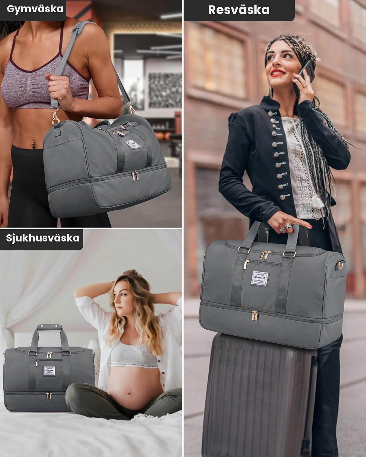 Detalle de LOVEVOOK sport- och weekendväska, 35–40 l med skofack och våtfack