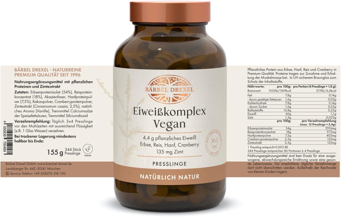 Thumbnail 6 de Eiweißkomplex Vegan I – Pflanzliches Eiweißpulver Tabletten (344 Stk) von BÄRBEL DREXEL®
