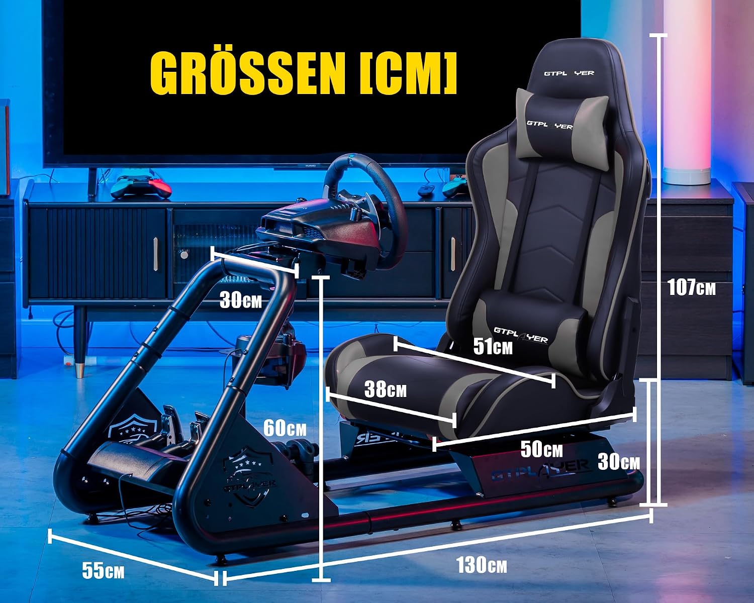 Detalle 2 de GTPLAYER Simulator Cockpit für Sim Racing 181 kg