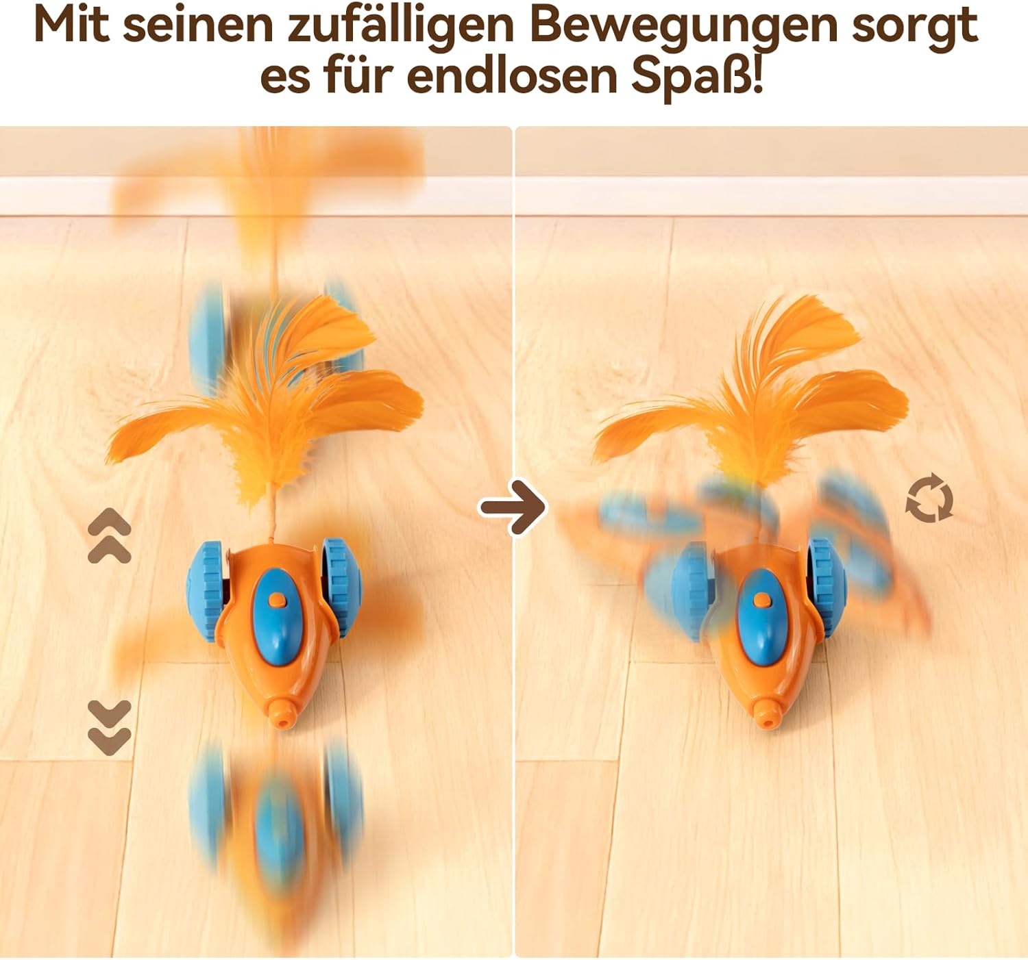 Detalle de Migipaws Interaktives Katzenspielzeug – Elektrische Maus mit Federn, wiederaufladbar