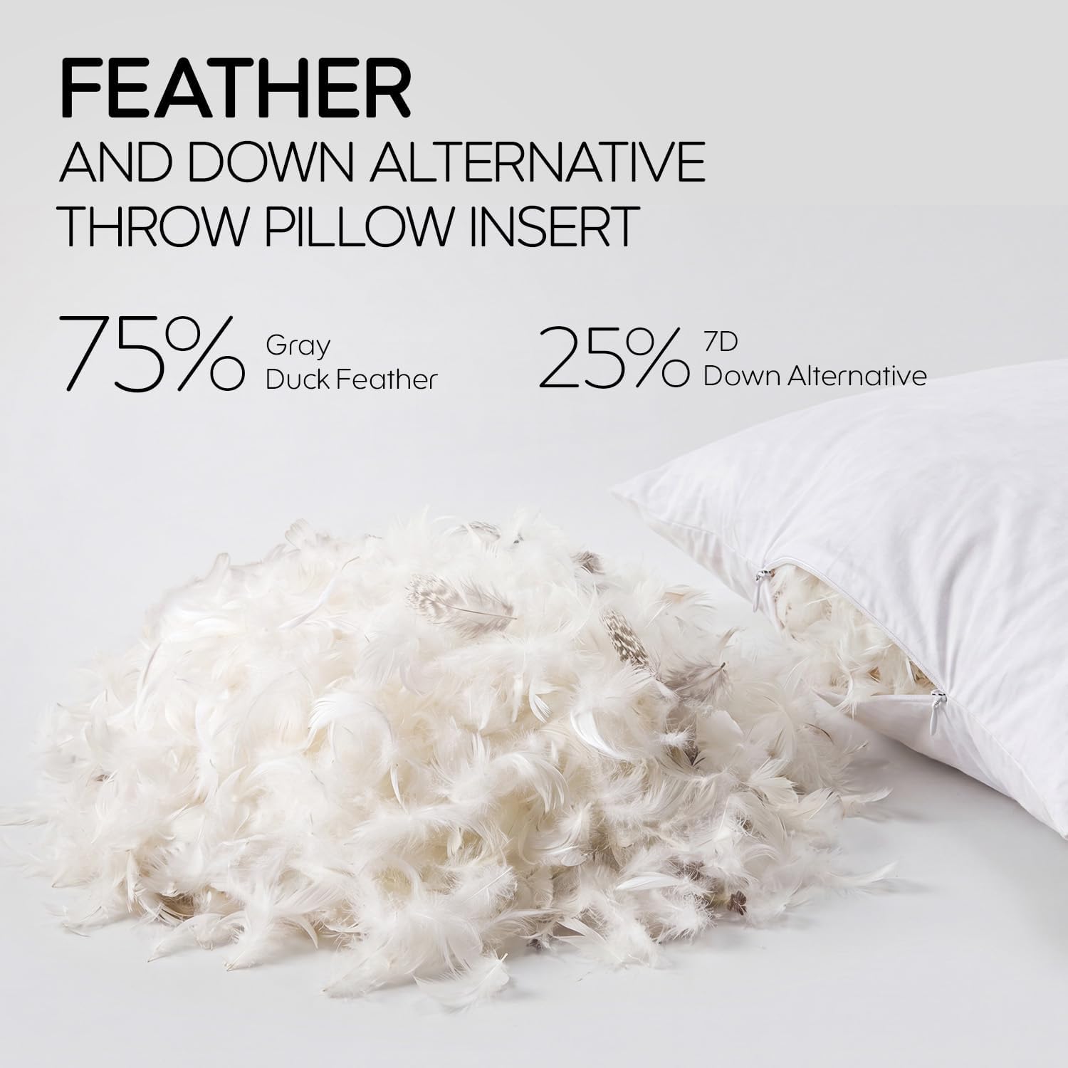Detalle 2 de Swandream 12x20 Feather Lumbar Pillow Insert, Feather-Microfiber Fill