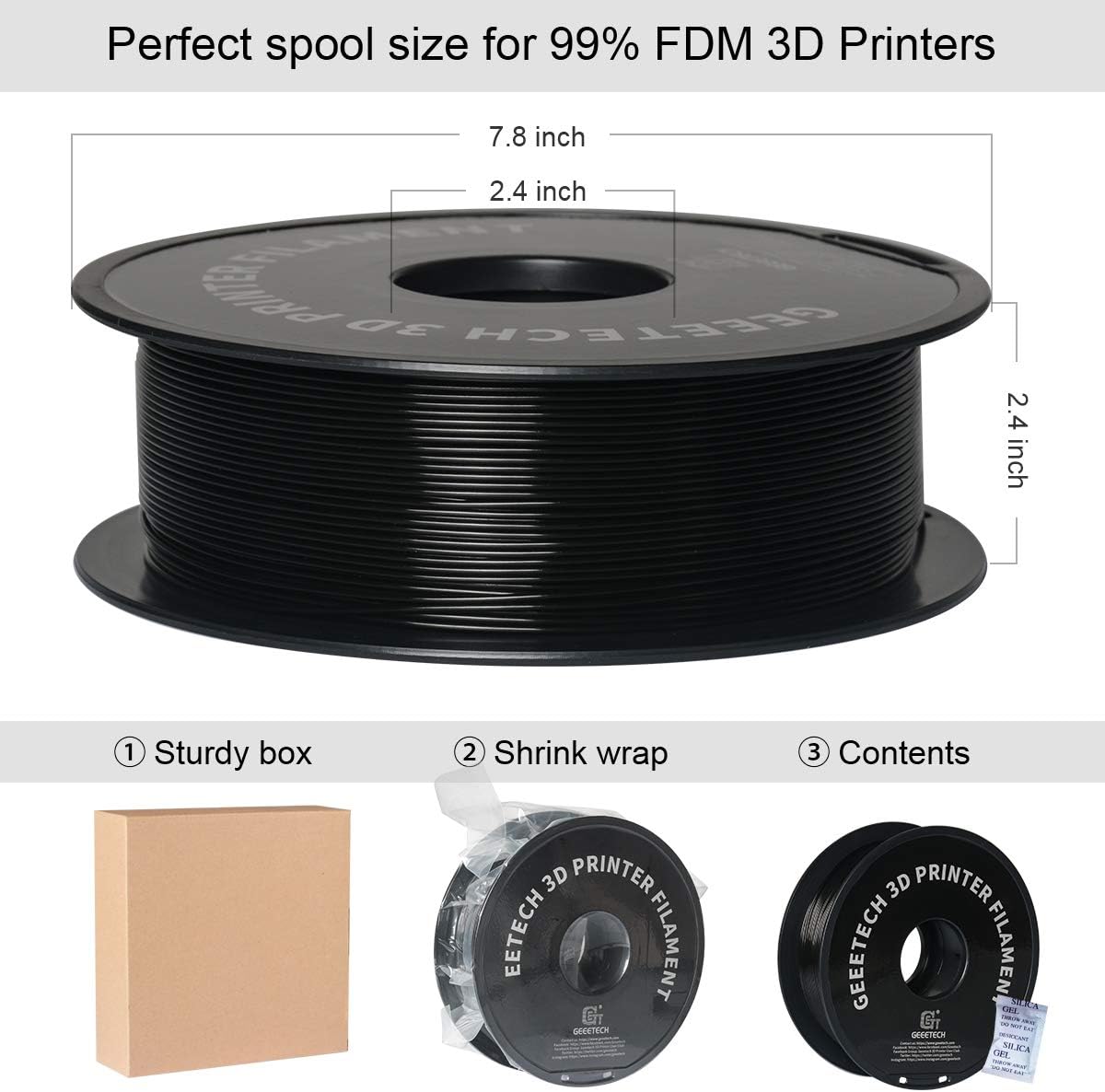 Thumbnail 3 de GEEETECH PETG Filament 1,75 mm schwarz