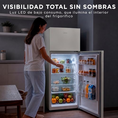 Detalle de Midea Frigorífico 2 puertas 204 L con congelador Low Frost, 140 cm, Blanco