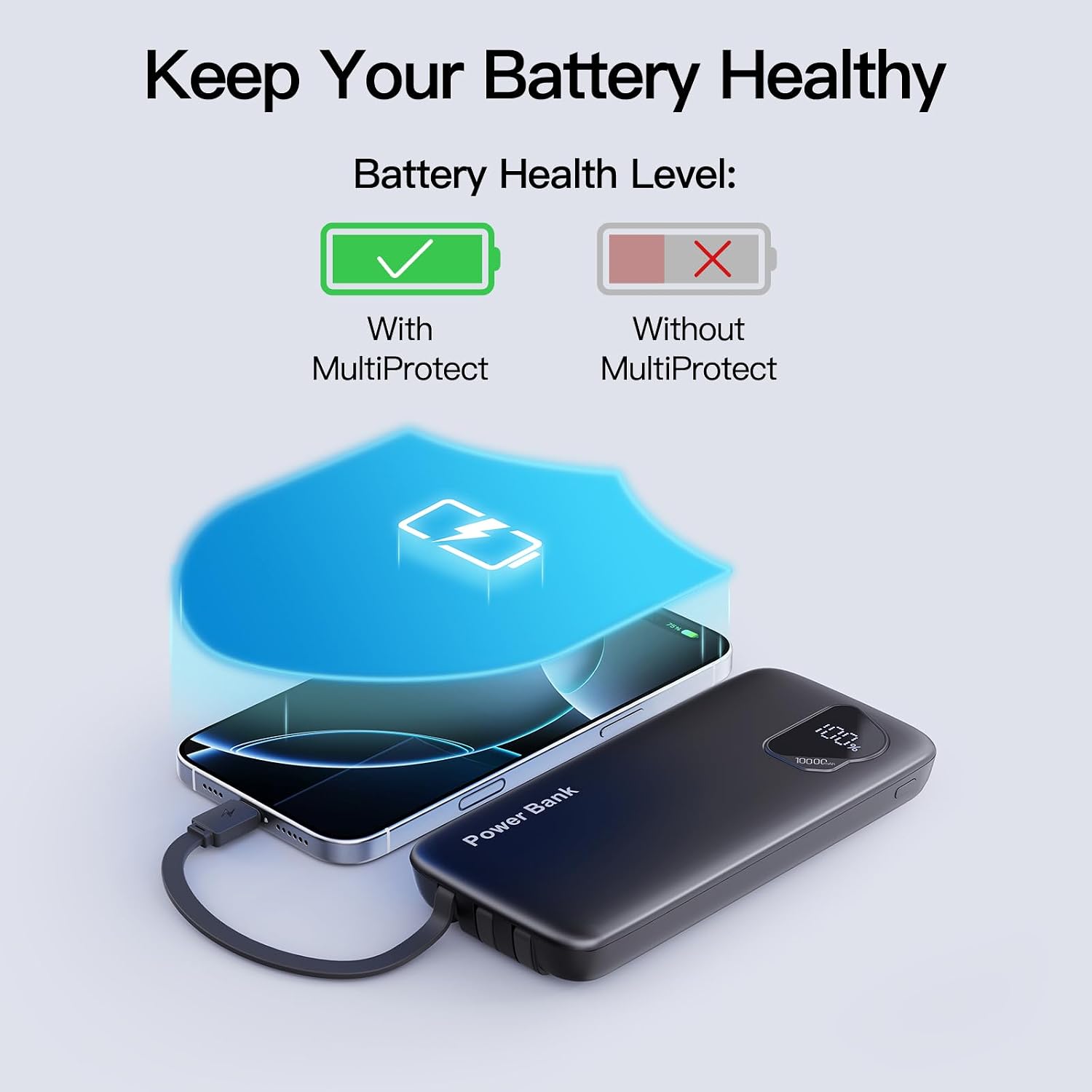 Thumbnail 6 de FancyBean M7 2-Pack Portable Charger, 10,000mAh, Built-In Cables