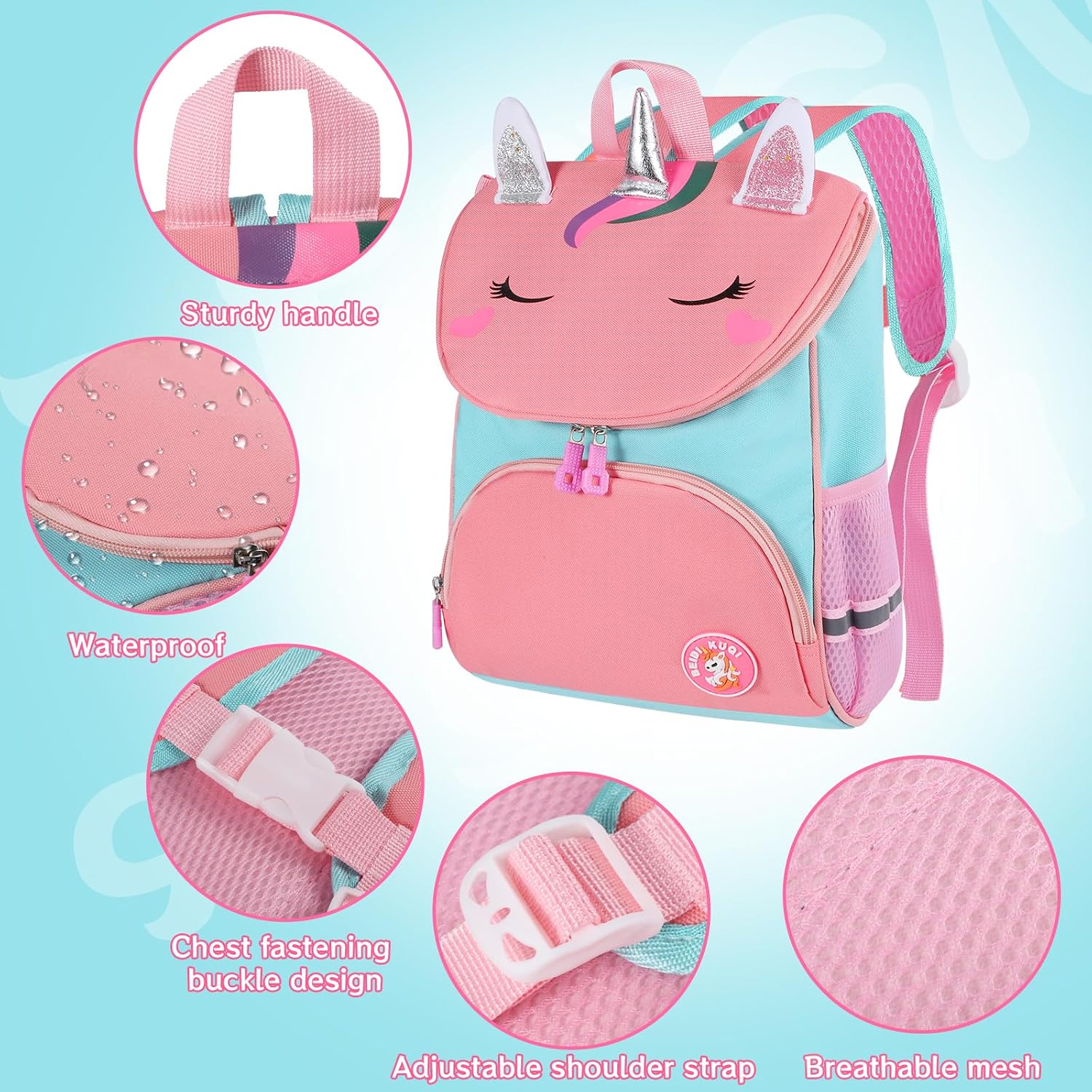 Detalle 2 de Yafe Kids backpack for girls, 3 to 6