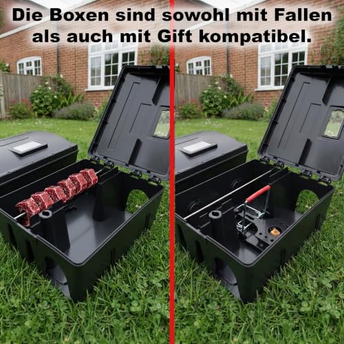 Detalle 2 de Roshield 2 x Schutzbox für Externe Rattenfallen – giftfrei, grüne Profi-Qualität