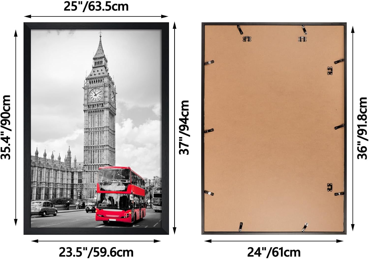 Detalle de Giftgarden 24x36 Inch Poster Frame in Black Aluminium - 63.4 x 93.8 cm, 61x91.4 cm Display Area