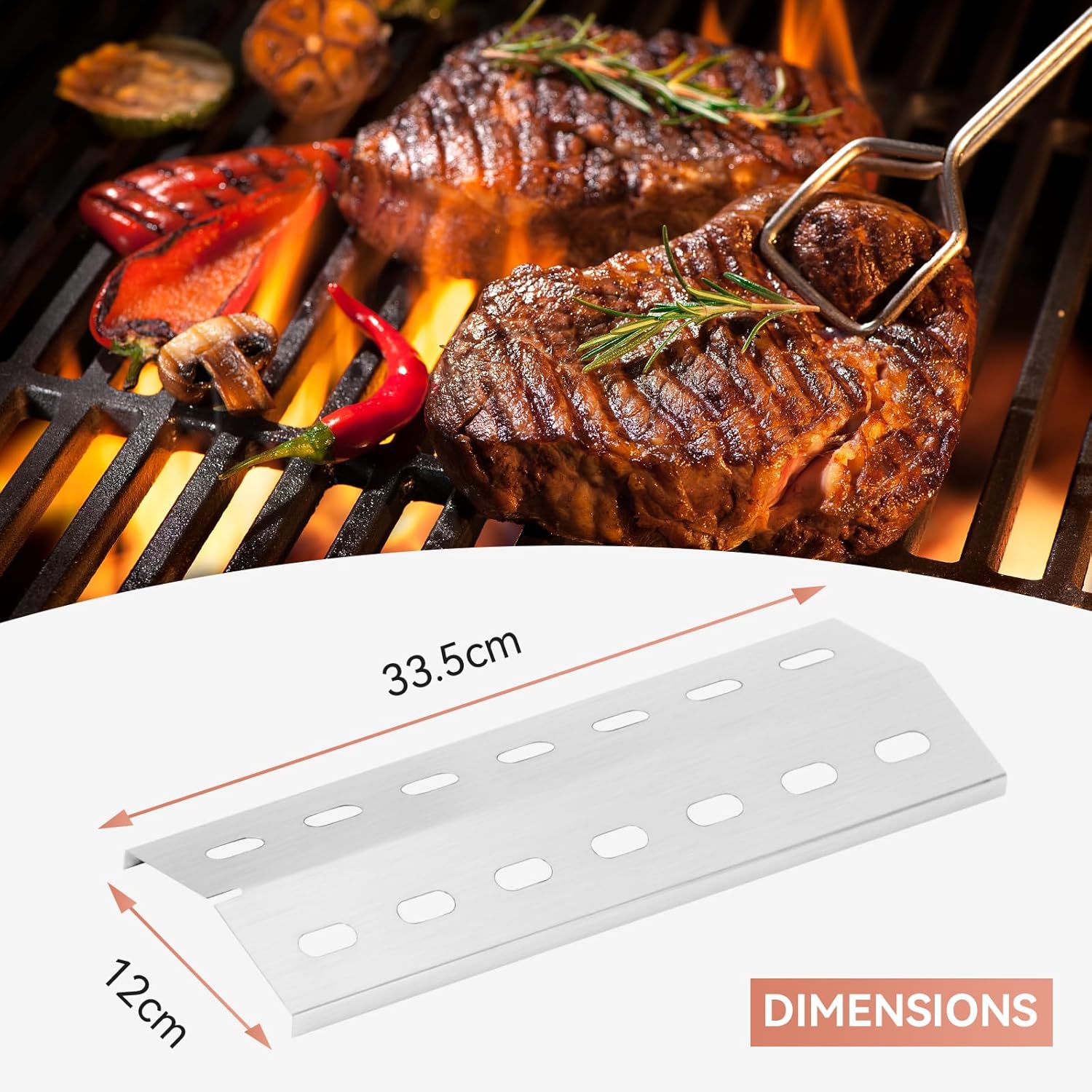 Thumbnail 1 de GIRXZYBX Flavorizer Bars Brennerabdeckung 33,5 x 12 cm (3er-Set) für Enders San Diego aus Edelstahl