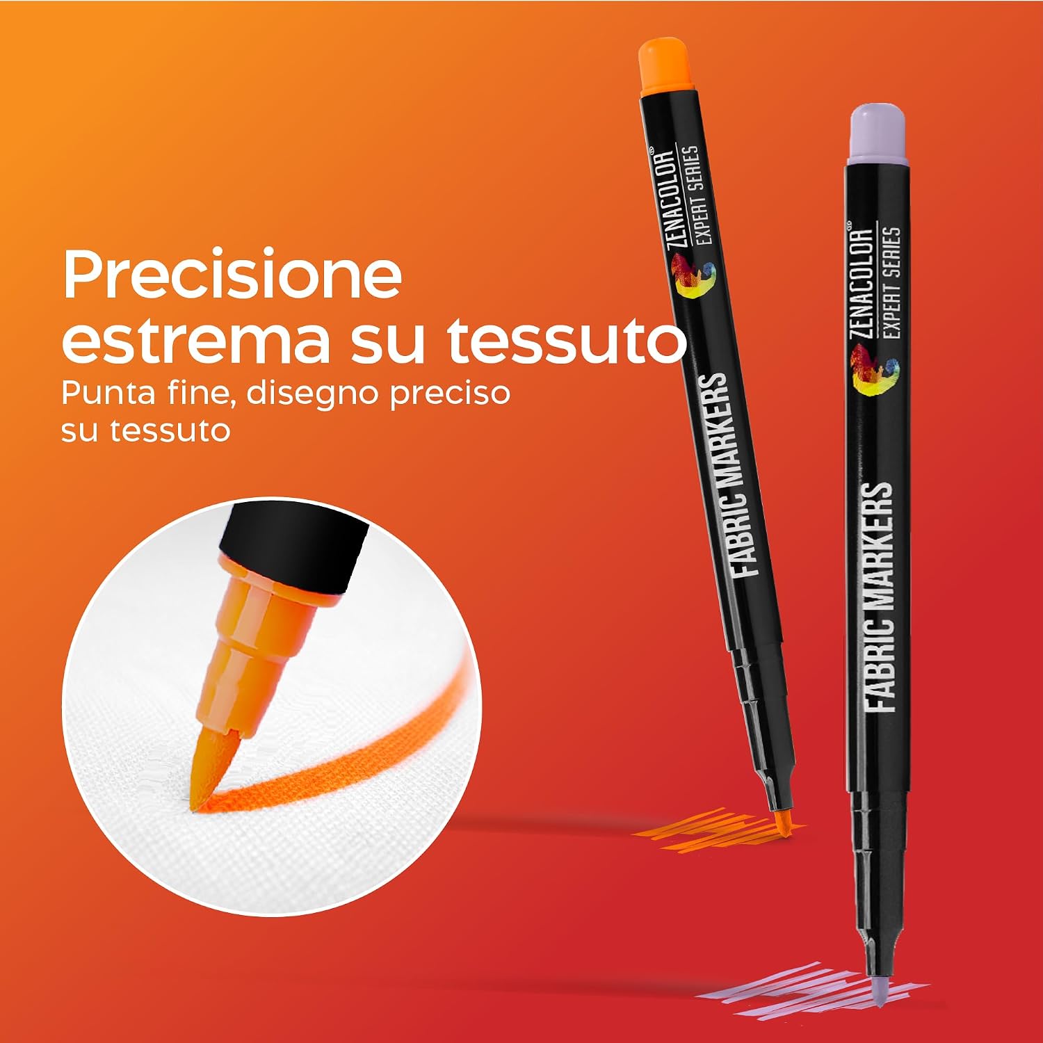Detalle 2 de Zenacolor 20 Pennarelli per Tessuti 20 colori