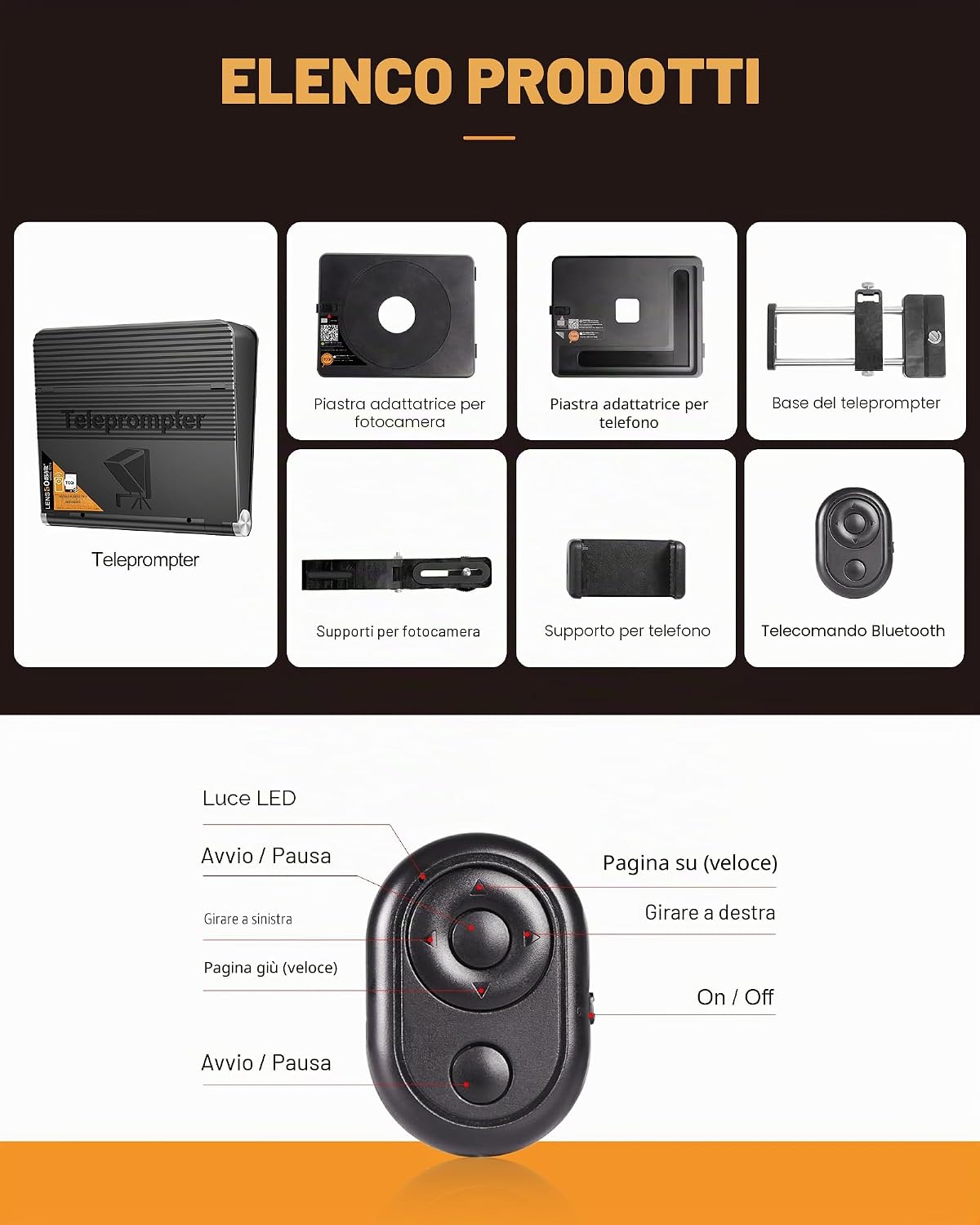 Detalle de LENSGO Teleprompter 10'' TC7II: promemoria per tablet, smartphone e DSLR/SLR
