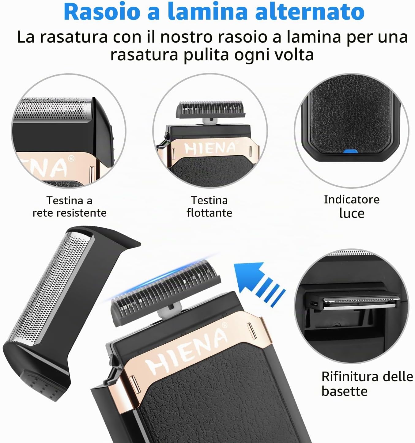 Detalle de HIENA PRO Tagliacapelli Uomo Professionale: Kit completo per taglio, barba e naso