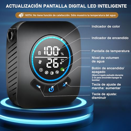 Detalle de Spopal Ducha Portátil para Camping 8000mAh: autonomía, filtros y 5 niveles de caudal