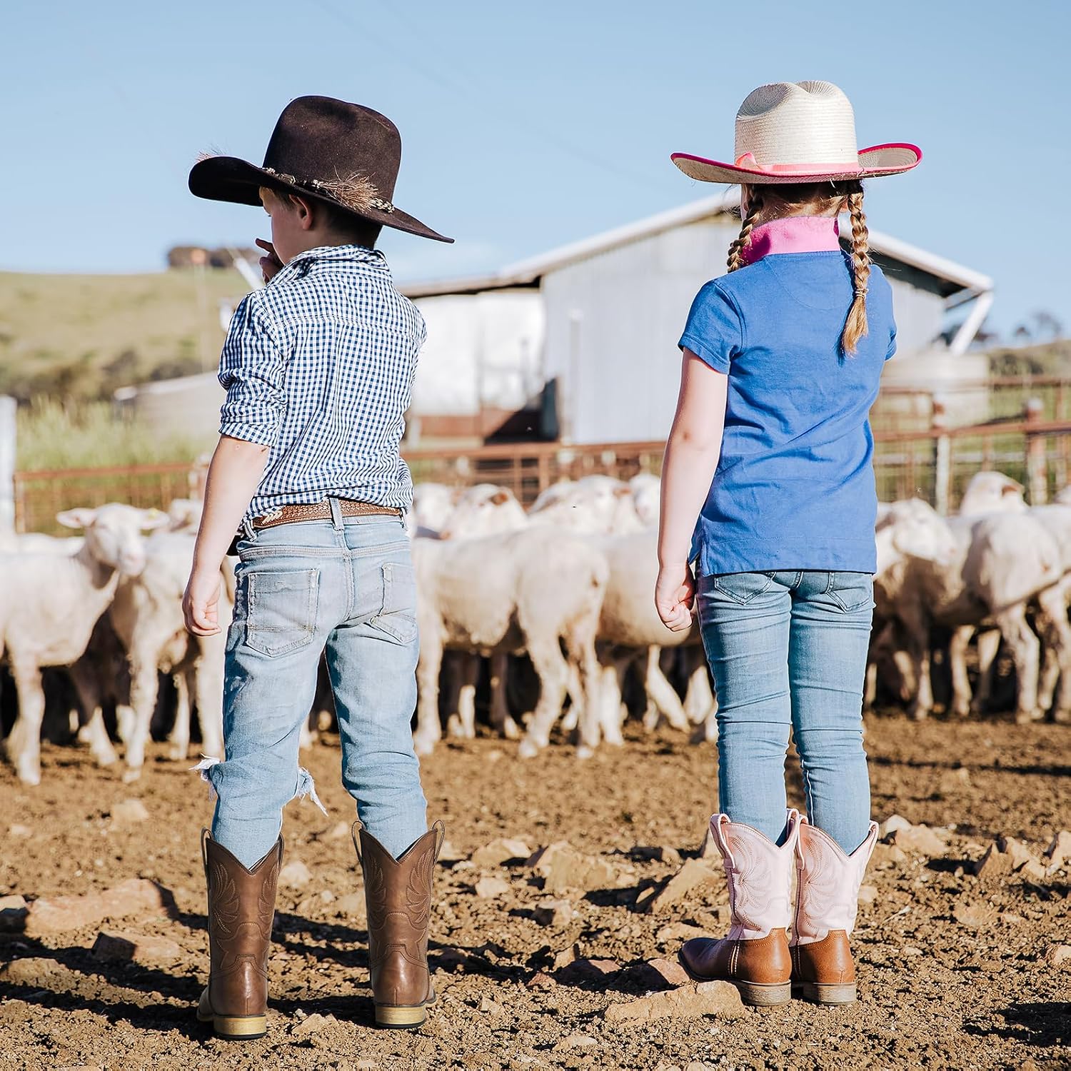 Thumbnail 1 de Rollda Kids Cowboy Boots for Boys & Girls — Vintage Embroidery, Square Toe, Walking Heel