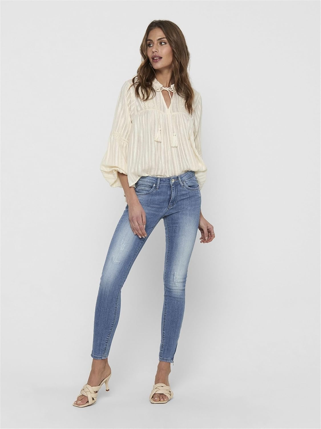 Thumbnail 5 de ONLY Skinny Fit Jeans ONLBLUSH a vita normale con effetto distrutti