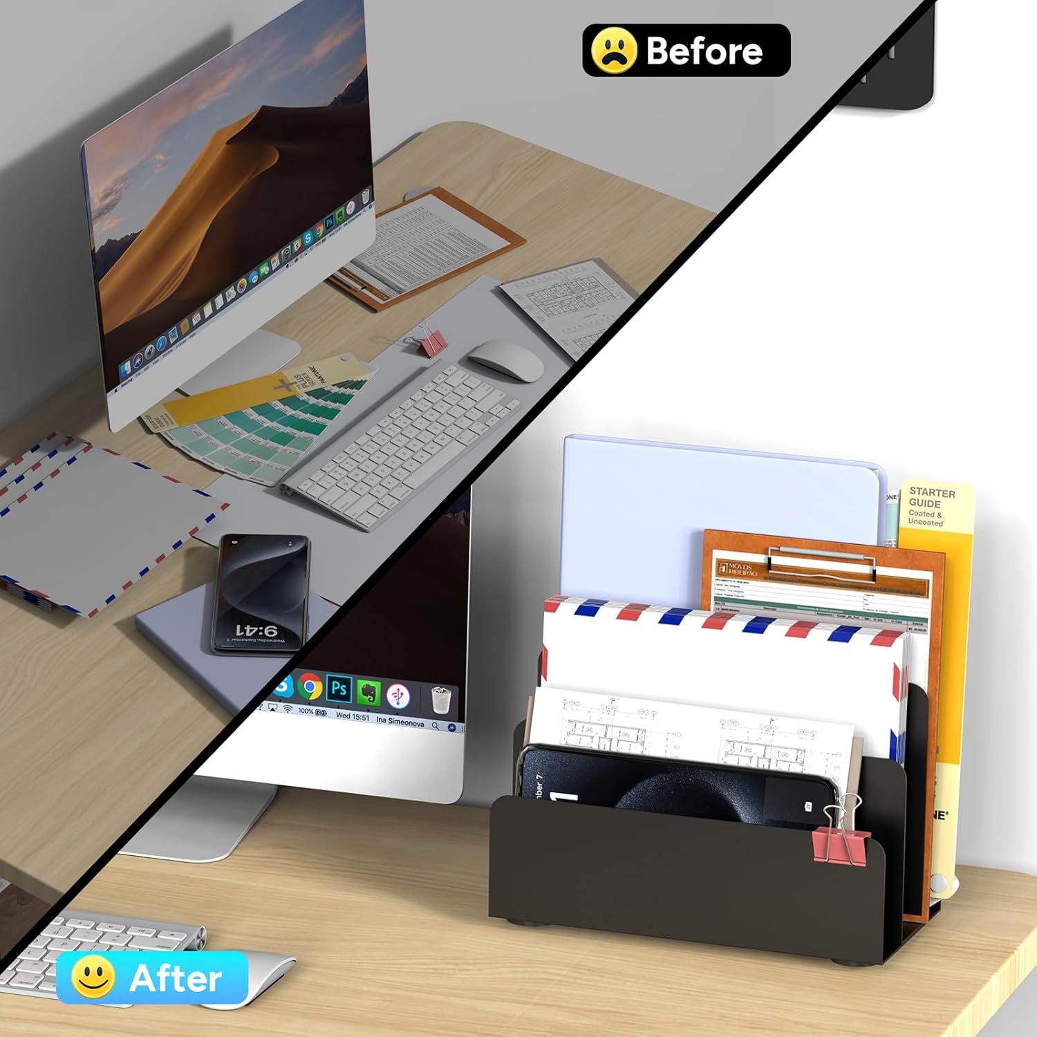 Detalle 2 de OUTIOE Mail Organizer Small Metal File Holder ๐