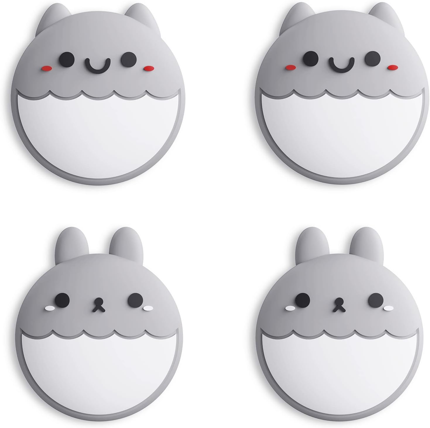 Detalle de eXtremeRate PlayVital Cute Thumb Grip Caps for Nintendo Switch – Rabbit & Squirrel Light Gray
