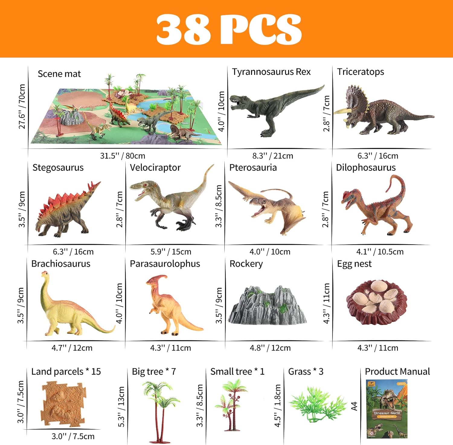 Detalle de GIUHAT Dinosaurier Spielzeug 8 Figuren đŠ