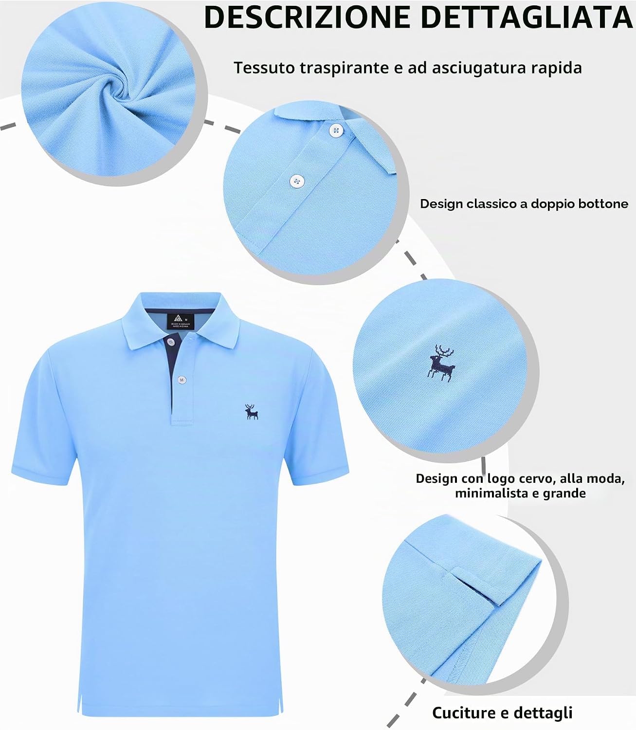 Detalle de SwissWell Polo da Uomo a Manica Corta per Golf e Attività Quotidiane