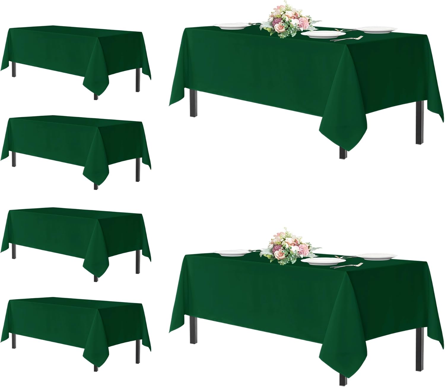 Detalle de Sancua 6-Foot Rectangular Green Polyester Tablecloth, Pack of 6