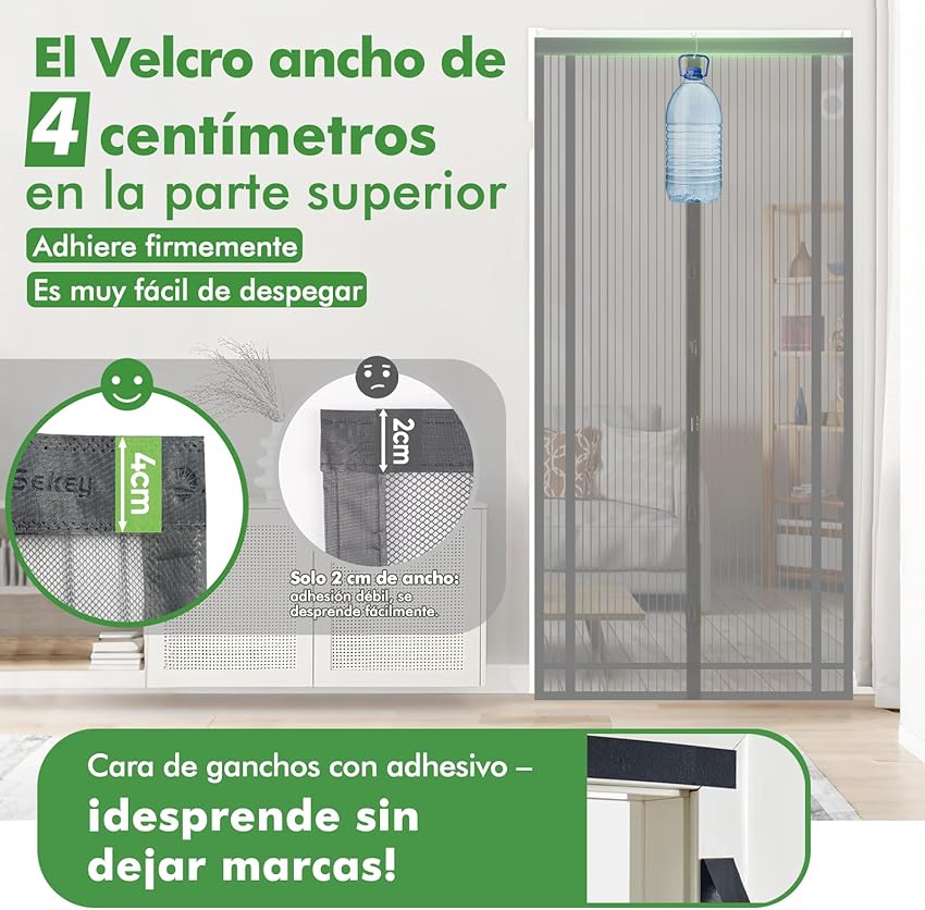 Detalle de Sekey 90x210cm cortina mosquitera magnética para puerta de balcón
