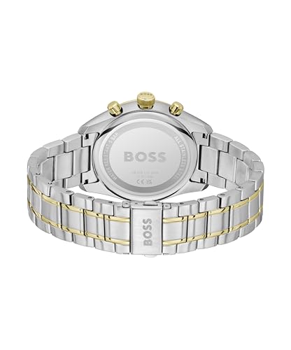 Detalle de BOSS Reloj Cronógrafo Grand Prix 44.5 mm con Calendario y Correa Bicolor de Acero Inoxidable