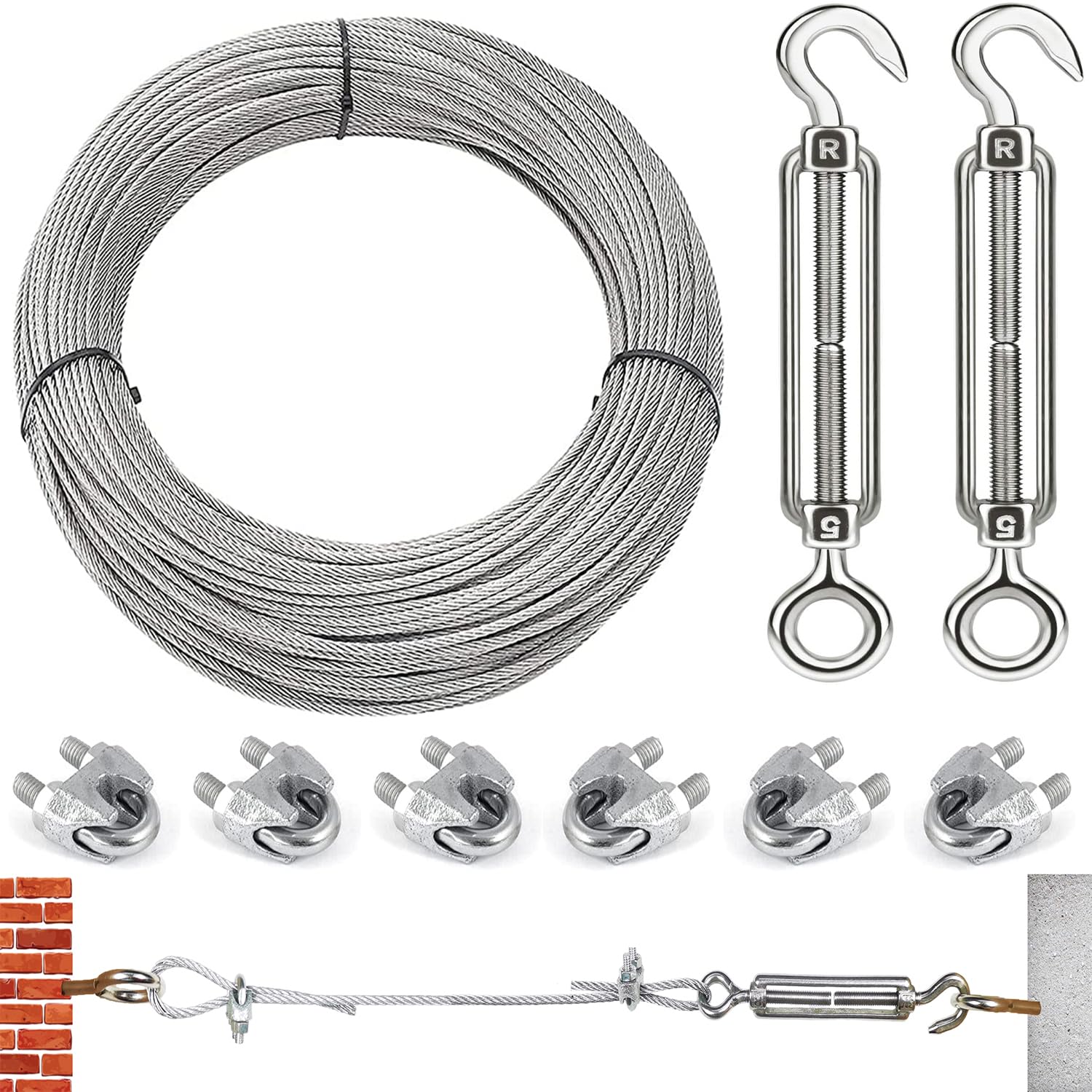 Cable de acero galvanizado 3 mm 30 m para tender