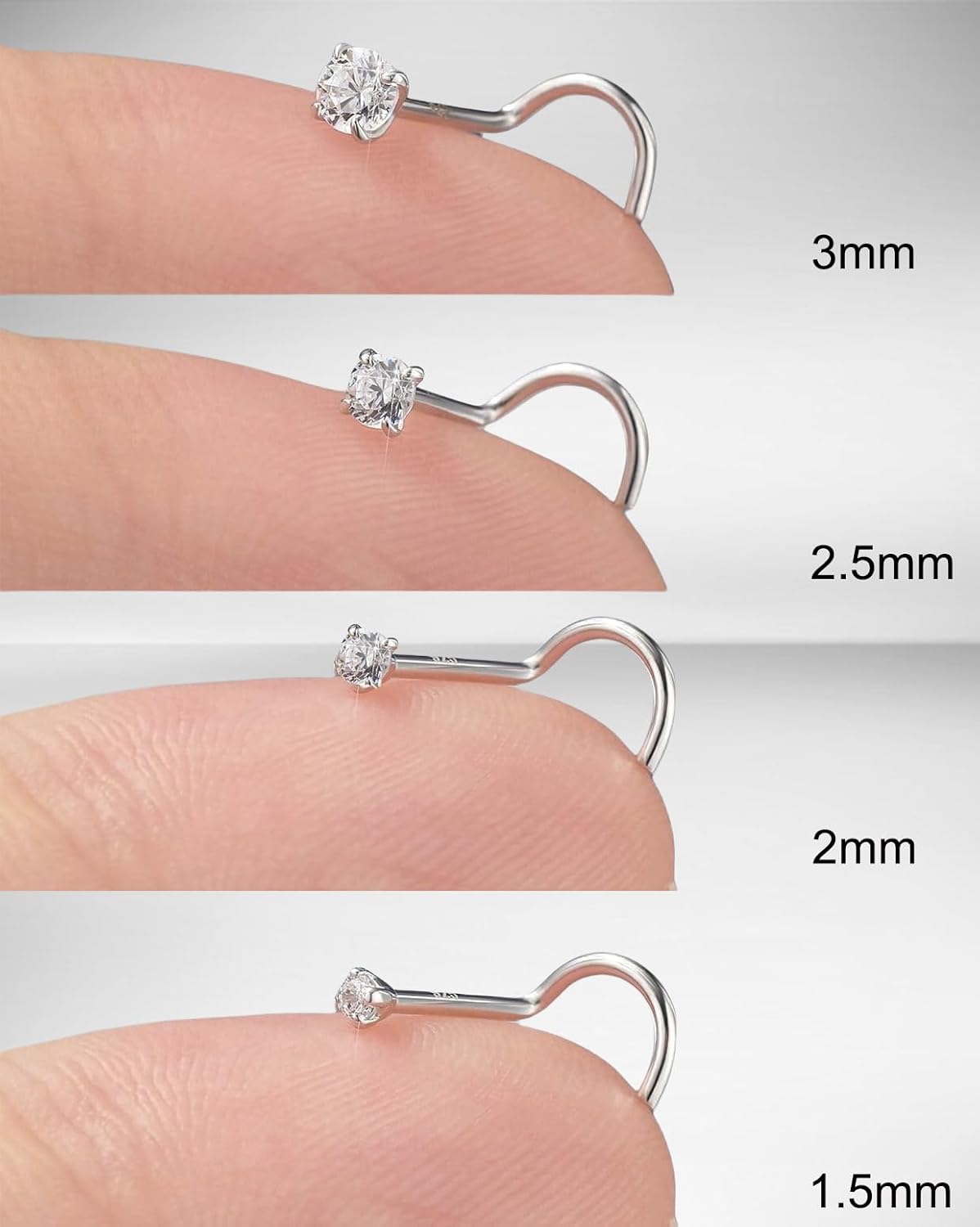 Detalle 2 de Nose Rings Studs 8pcs nose studs