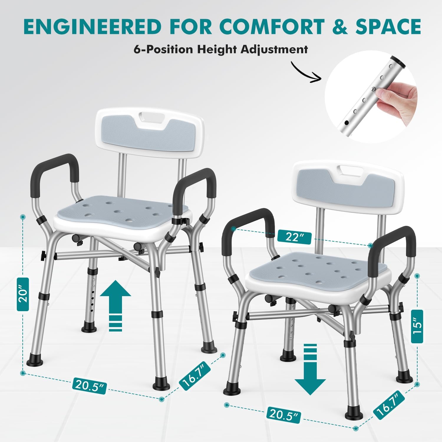 Detalle 2 de VFAUOSIT Shower Chair 550 lb Capacity
