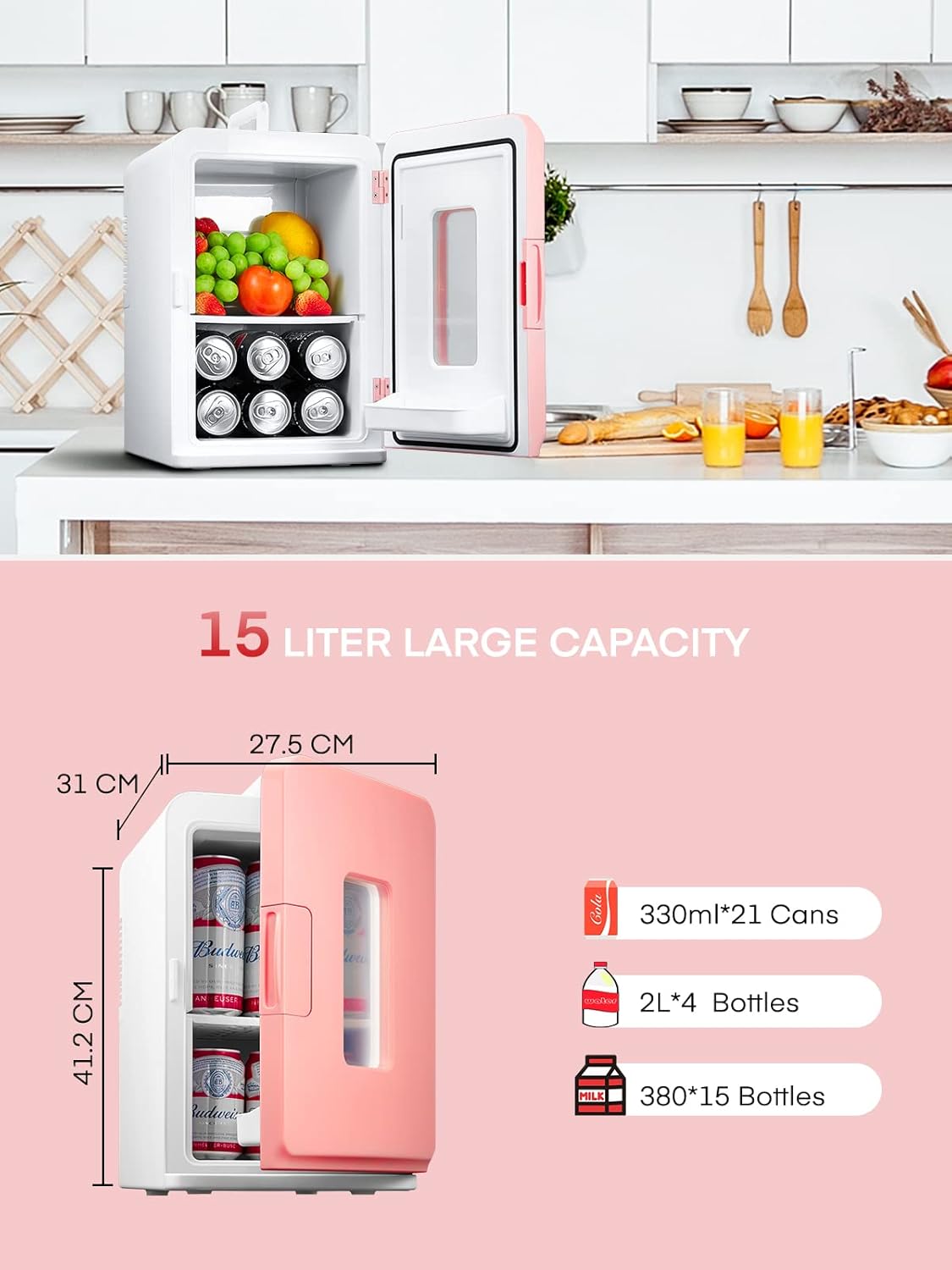 Thumbnail 1 de NORTHCLAN Mini Kühlschrank 15L Rosa