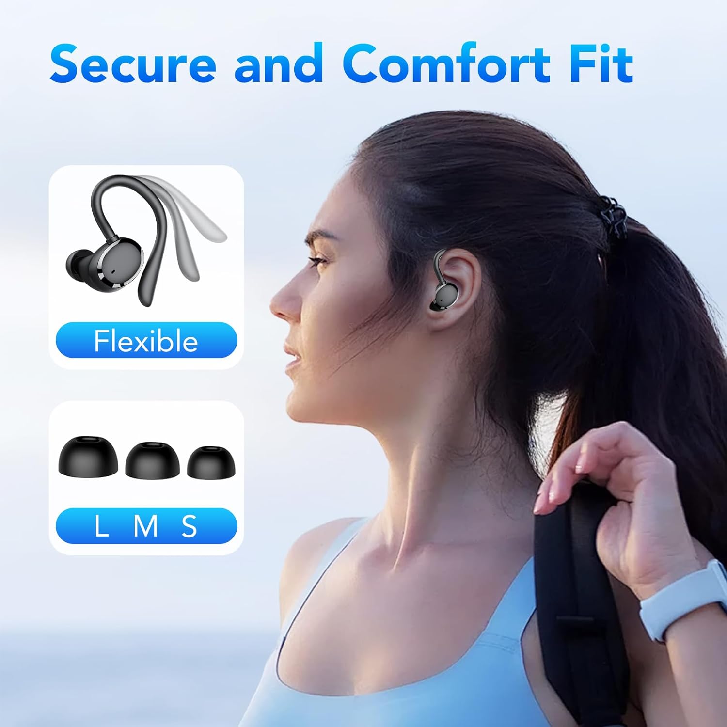 Thumbnail 3 de Ecouteurs Bluetooth Sport sans Fil – HiFi, ANC ENC et IPX7, affichage LED, 72H d’autonomie