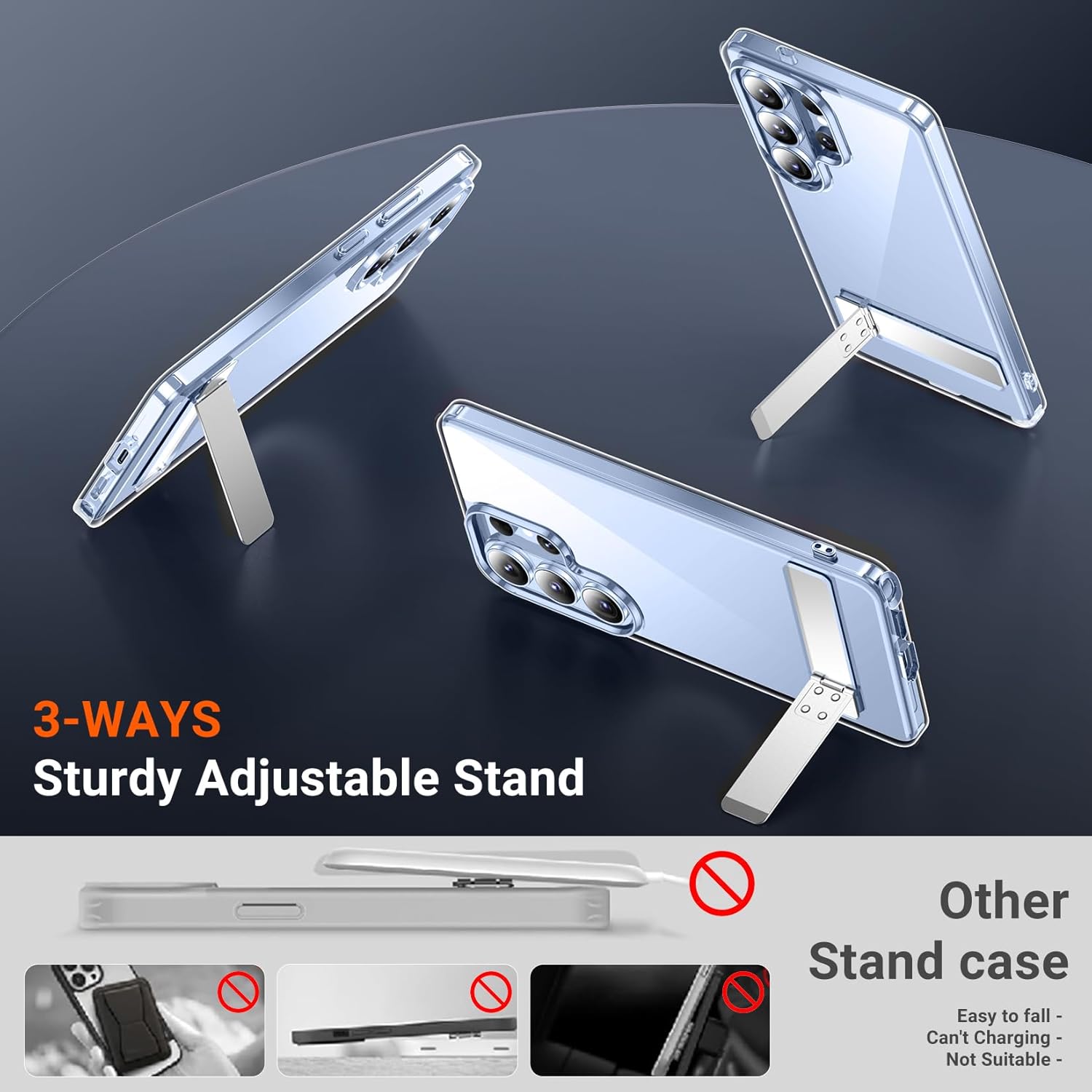Thumbnail 3 de Temdan Designed for Samsung Galaxy S26 Ultra Slim Case with Hidden Kickstand, Military-Grade Drop Protection & Anti-Yellowing Crystal Clear Design