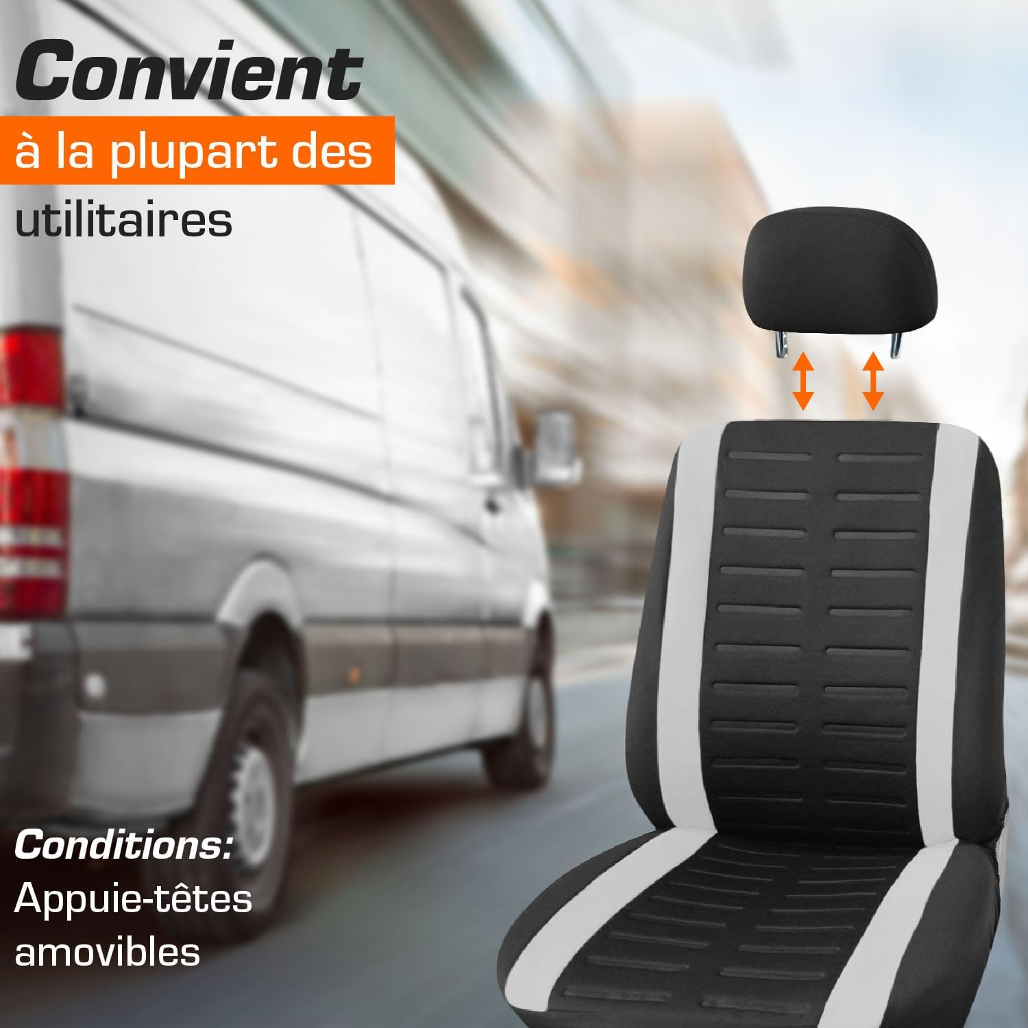 Detalle de Upgrade4cars Housses de Siège de Voiture Universelles – Noir et Blanc, Pack 5