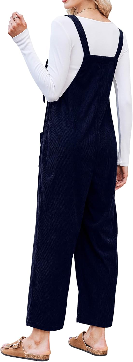 Detalle 2 de Ekouaer Casual Corduroy Overalls for Women, Adjustable Straps, Ankle-Length Fit