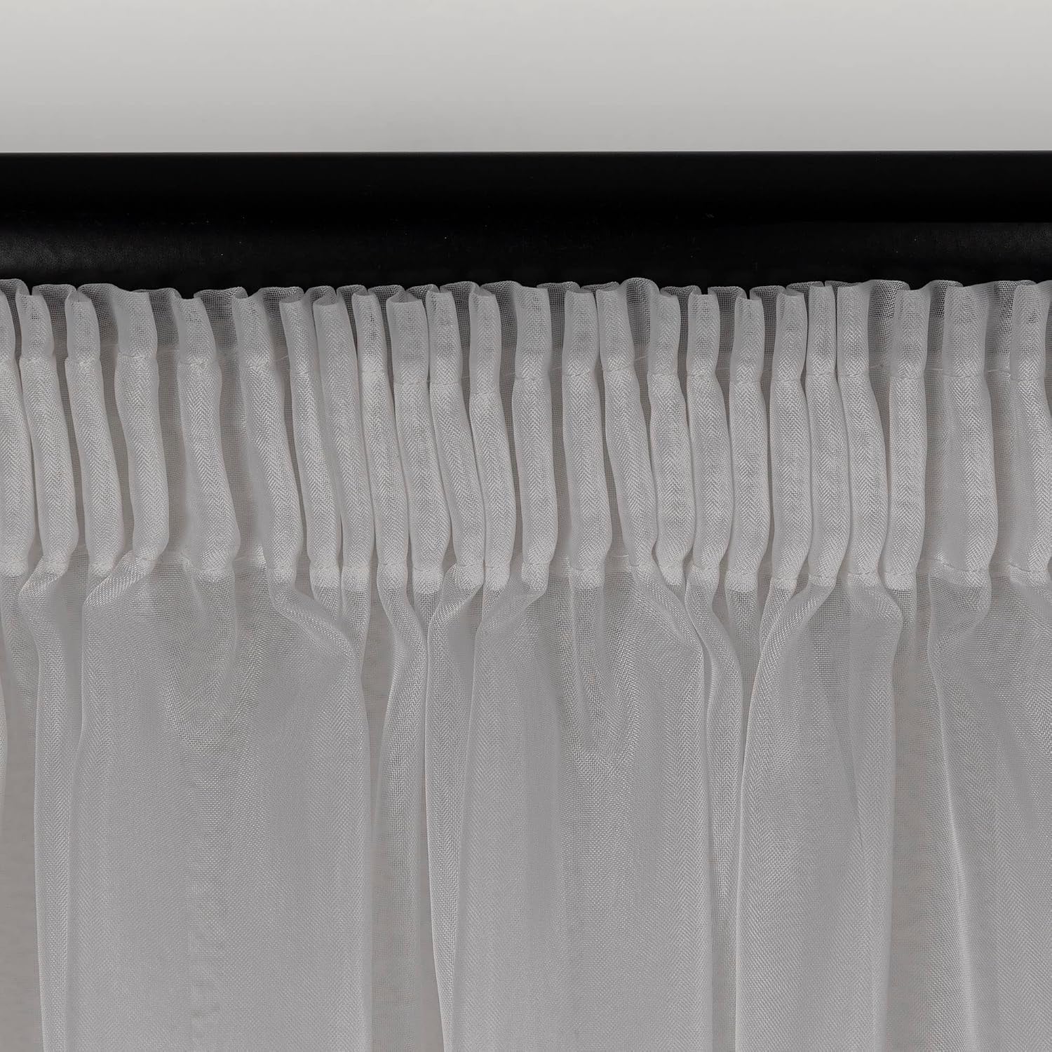 Detalle de Weiße Voile halbtransparente Vorhänge mit Kräuselband und Bleibandabschluss (230 x 200 cm)