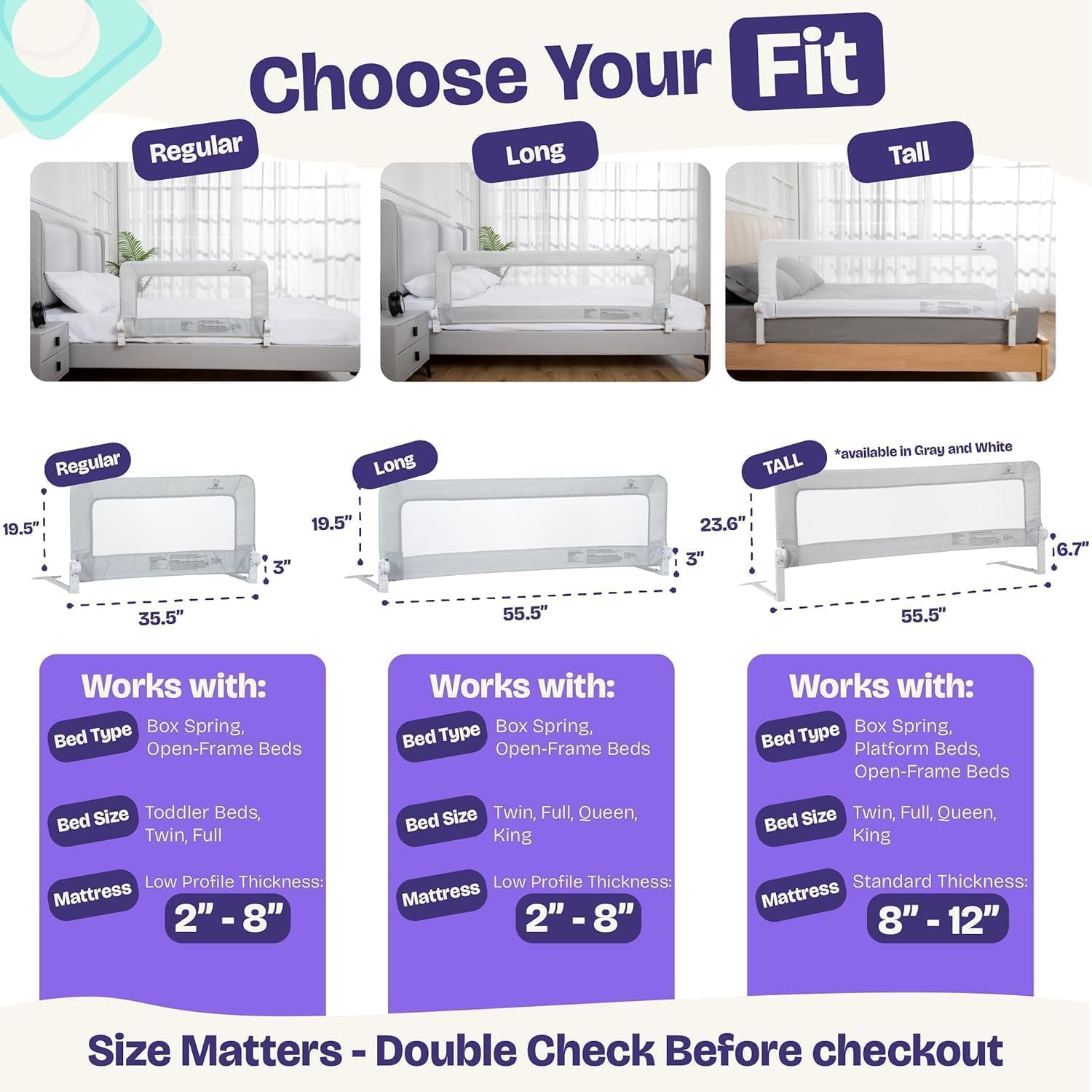 Detalle de ComfyBumpy Toddler Bed Rail, 141 cm