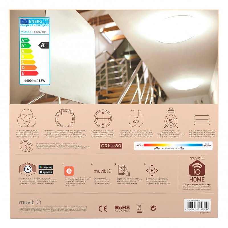 Detalle de Muvit iO Lámpara de Techo WiFi Blanco + CCT 18W