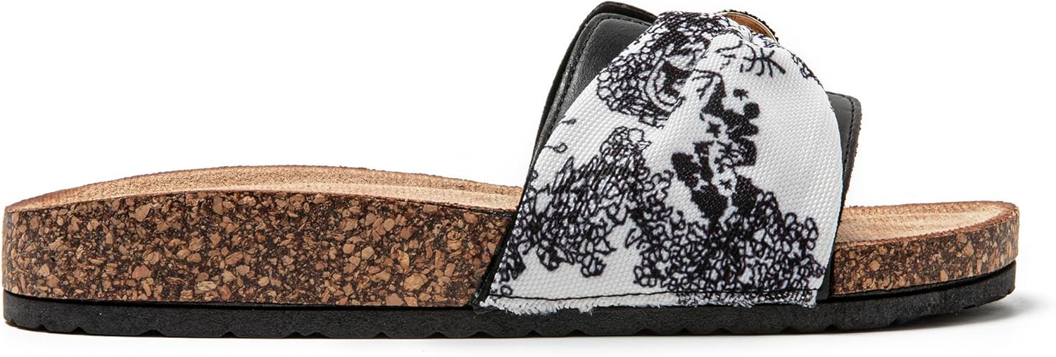 Detalle de JOMIX Mules Femme avec Nœud - Claquettes imprimé fleurs, sandales plates pour plage et piscine
