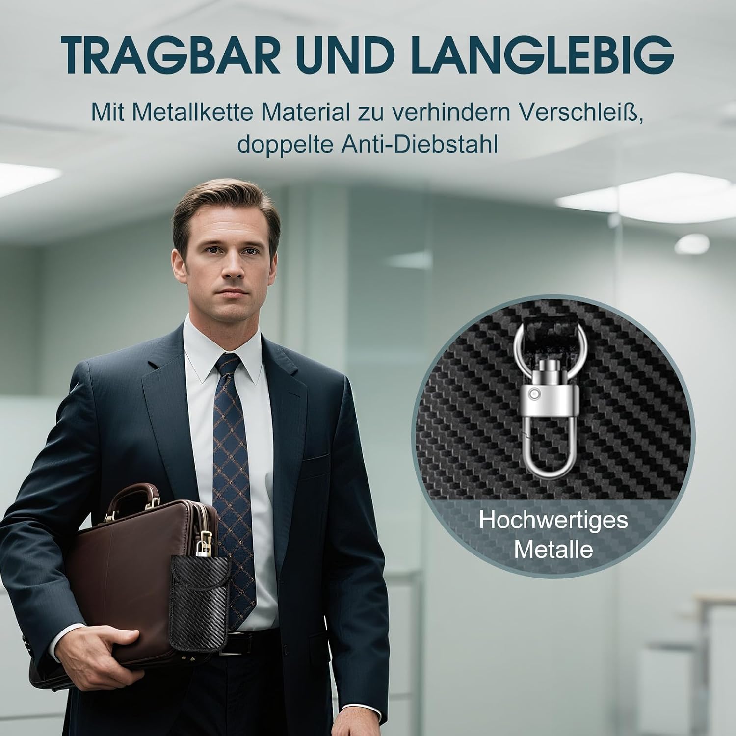 Detalle de RealPlus Keyless Go Schutz Autoschlüssel – 2er-Set, 5.5 x 3.5 in, mit 2 RFID-Schutztaschen
