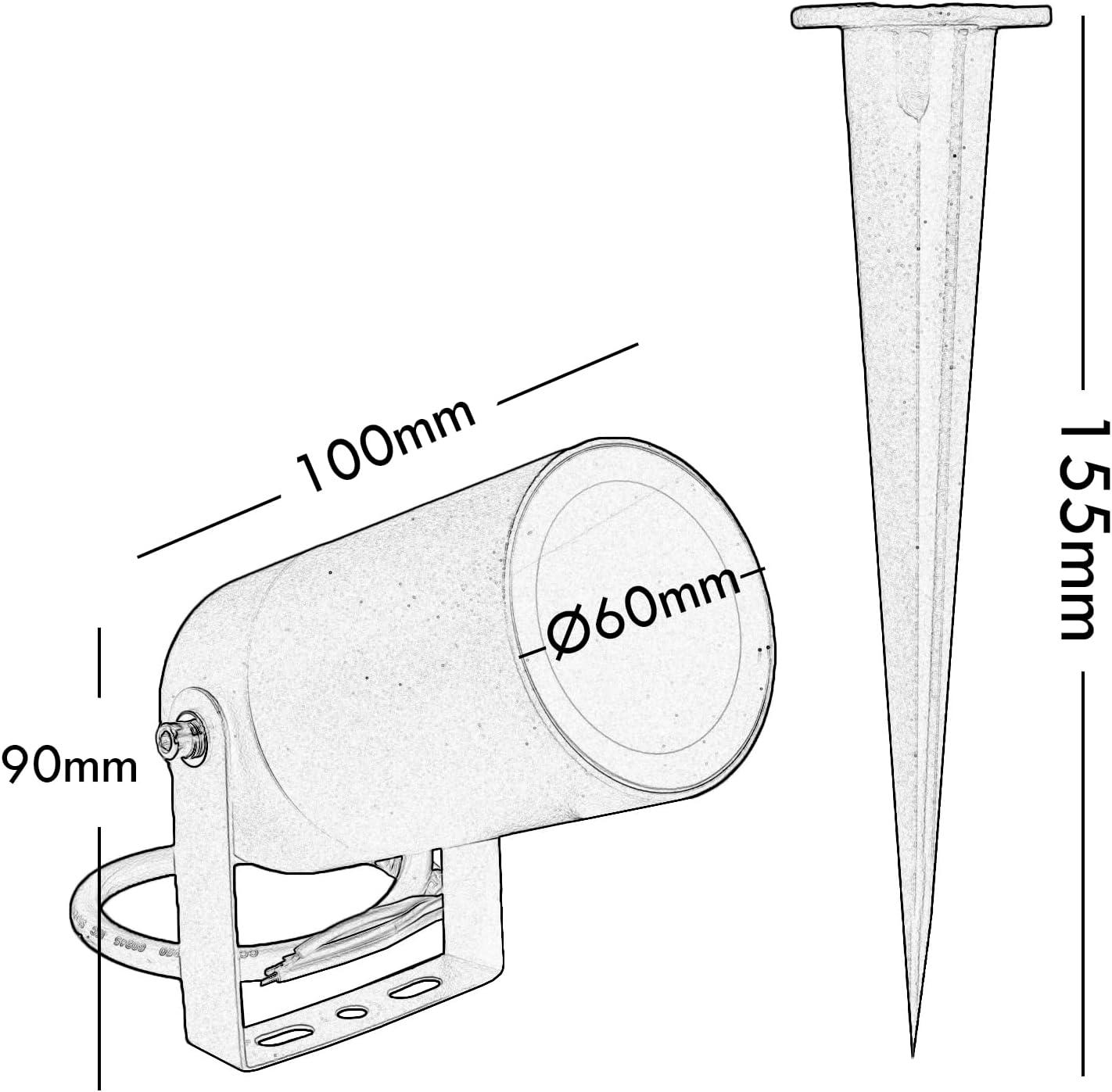 Thumbnail 5 de Planetitaly Faretto SPOT da picchetto orientabile IP65 con attacco GU10 8W, 230V – Nero, 6000K
