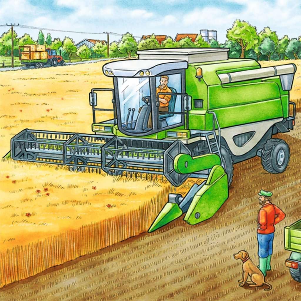 Detalle de Ravensburger Kinderpuzzle 09388 „Große Landmaschinen“ – 3×49 Teile, Puzzle für Kinder ab 5 Jahren