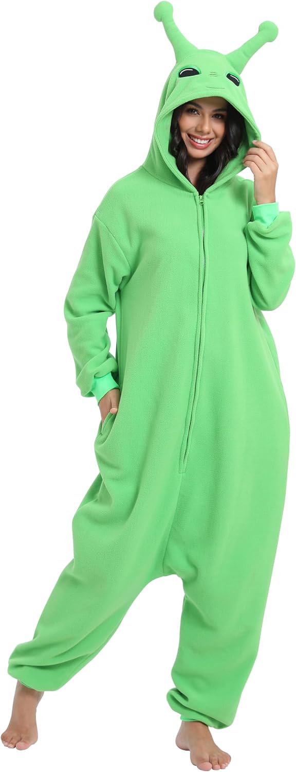 BGOKTA Adult Animal Onesie Pajamas, 100% Polar Fleece Halloween Costume, S–XL