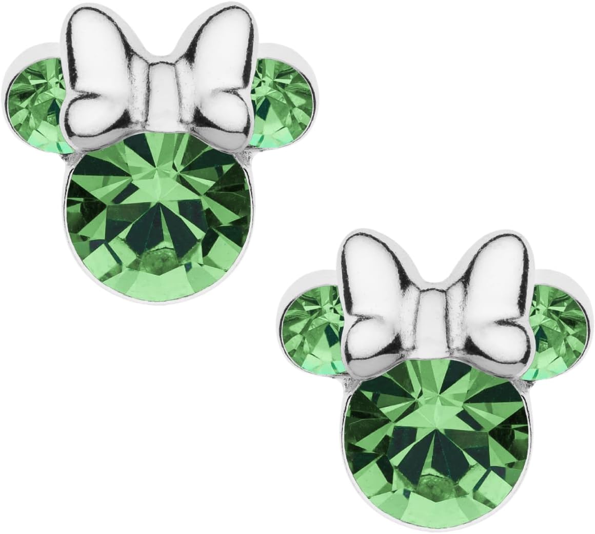 Detalle de Orecchini Minnie Mouse a Bottone con Pietra Portafortuna in Argento 925 – Disney