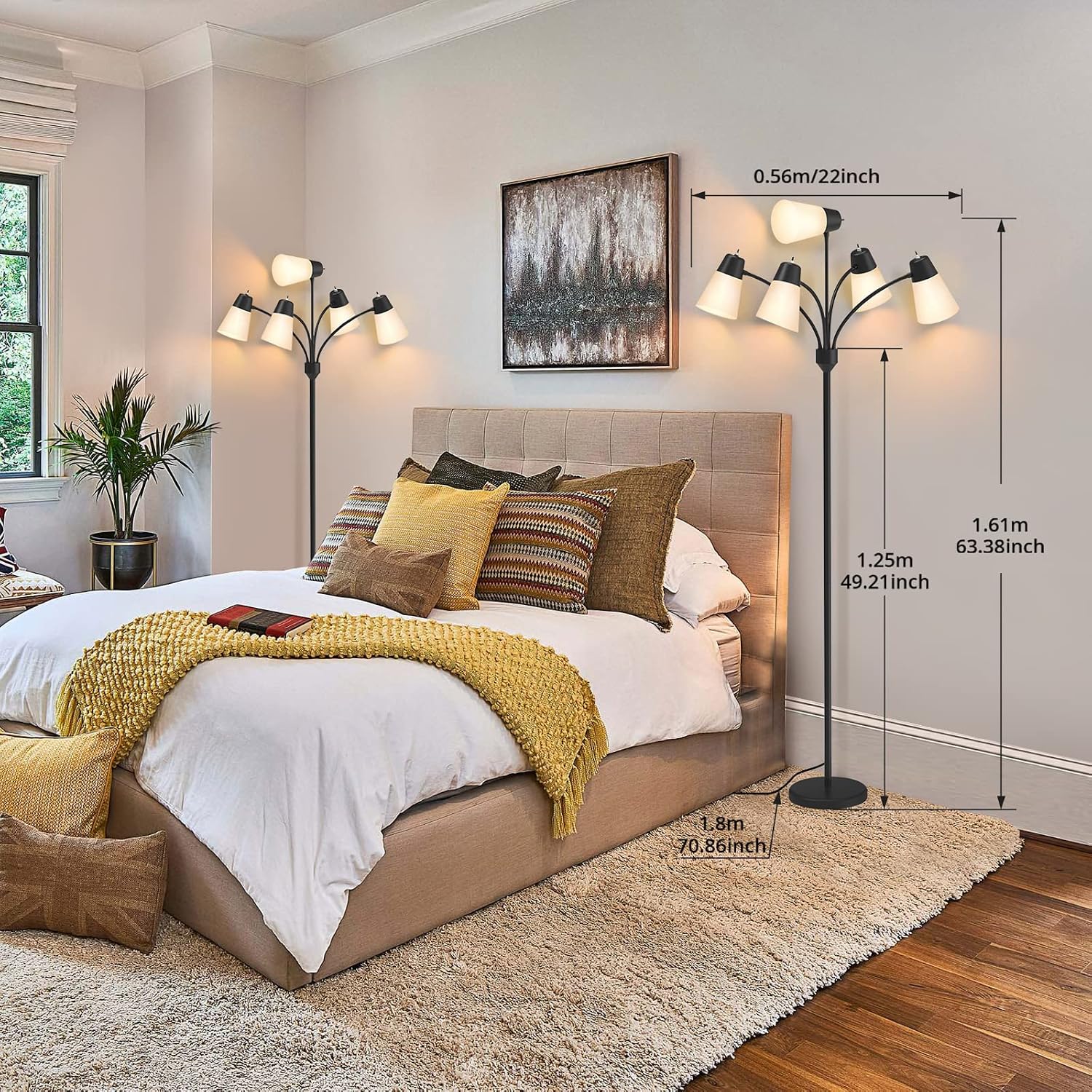 Detalle de LED Floor Lamp with 5 Adjustable Arms